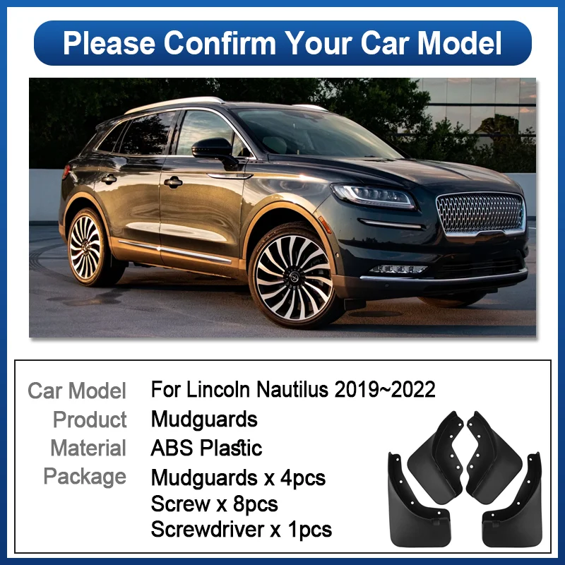 For Lincoln Nautilus Legacy U540 MK1 2019~2022 Car Mudguards Anti-splash Guard Splash Guards Mud Fenders Set Auto Accessories