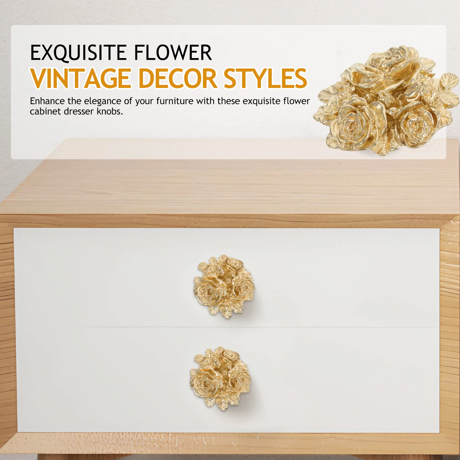 

Elegant Brass Golden Drawer Pull Peony Flower Shaped Vintage Cabinet Knobs Dresser Hardware For Kitchen Bathroom Bedroom