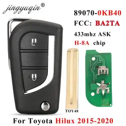 jingyuqin 89070-0KB40 FCCID BA2TA 2 Buttons Remote Flip Key 433MHz H-8A Chip FOB For Toyota Hilux 2015 2016 2017 2018 2019 2020