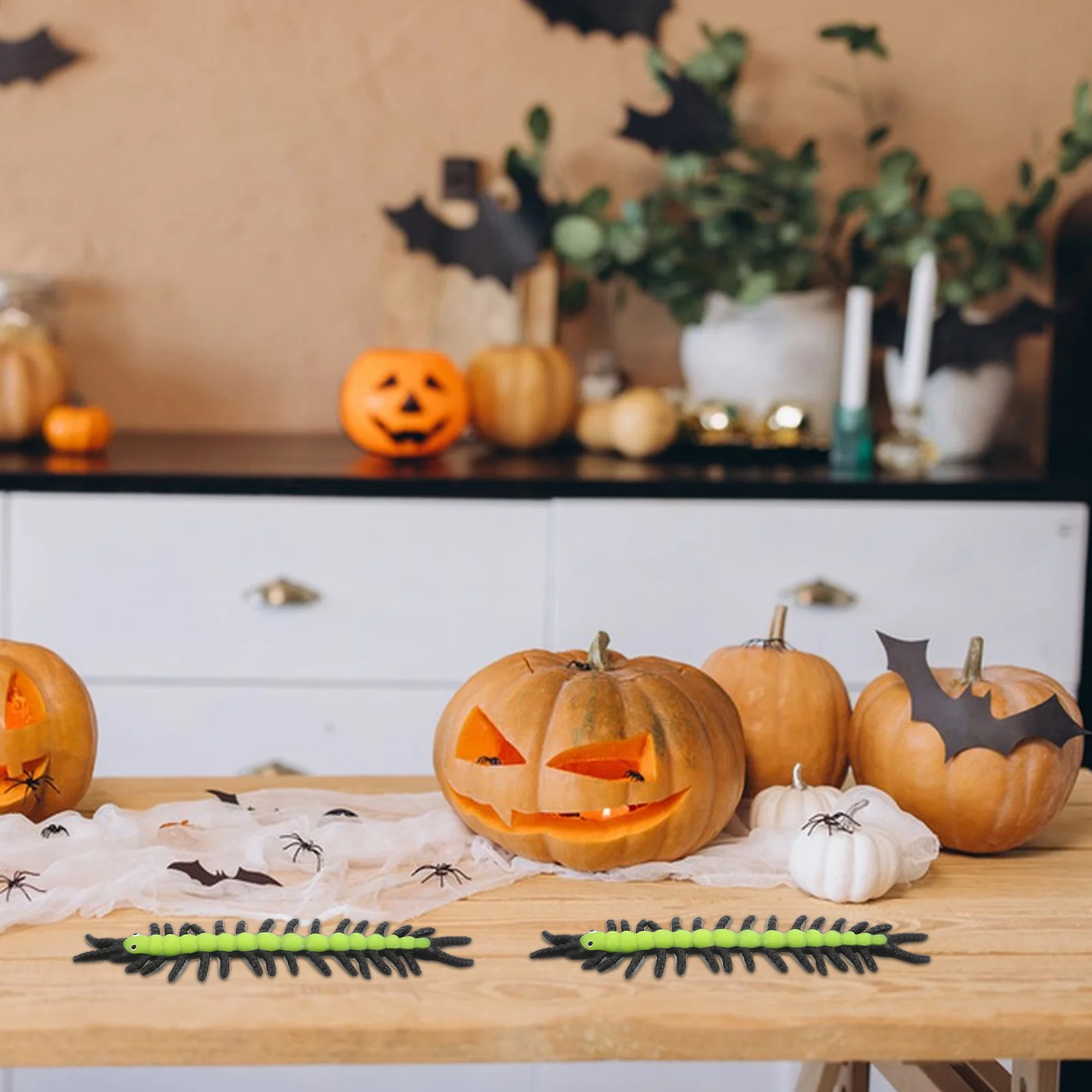 12 pçs simulação centopéia brincadeira de halloween flexível elástico assustador adereços assustador brincadeira gadgets alívio do estresse festa favores