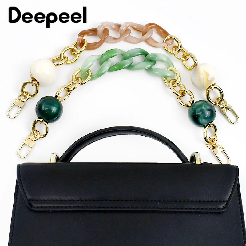 

1Pc Deepeel 34cm Resin Handbag Chain Bead Decor Bags Handle Women Purse Handheld Belt Acrylic Wallet Straps DIY Bag Accessories
