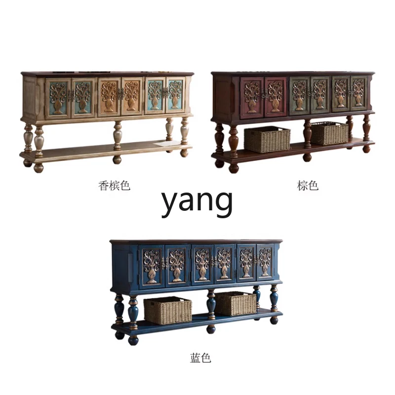 

LH Solid Wood Villa Entrance Cabinet Living Room Entrance Atmospheric Decoration Painted Corridor Entrance Locker