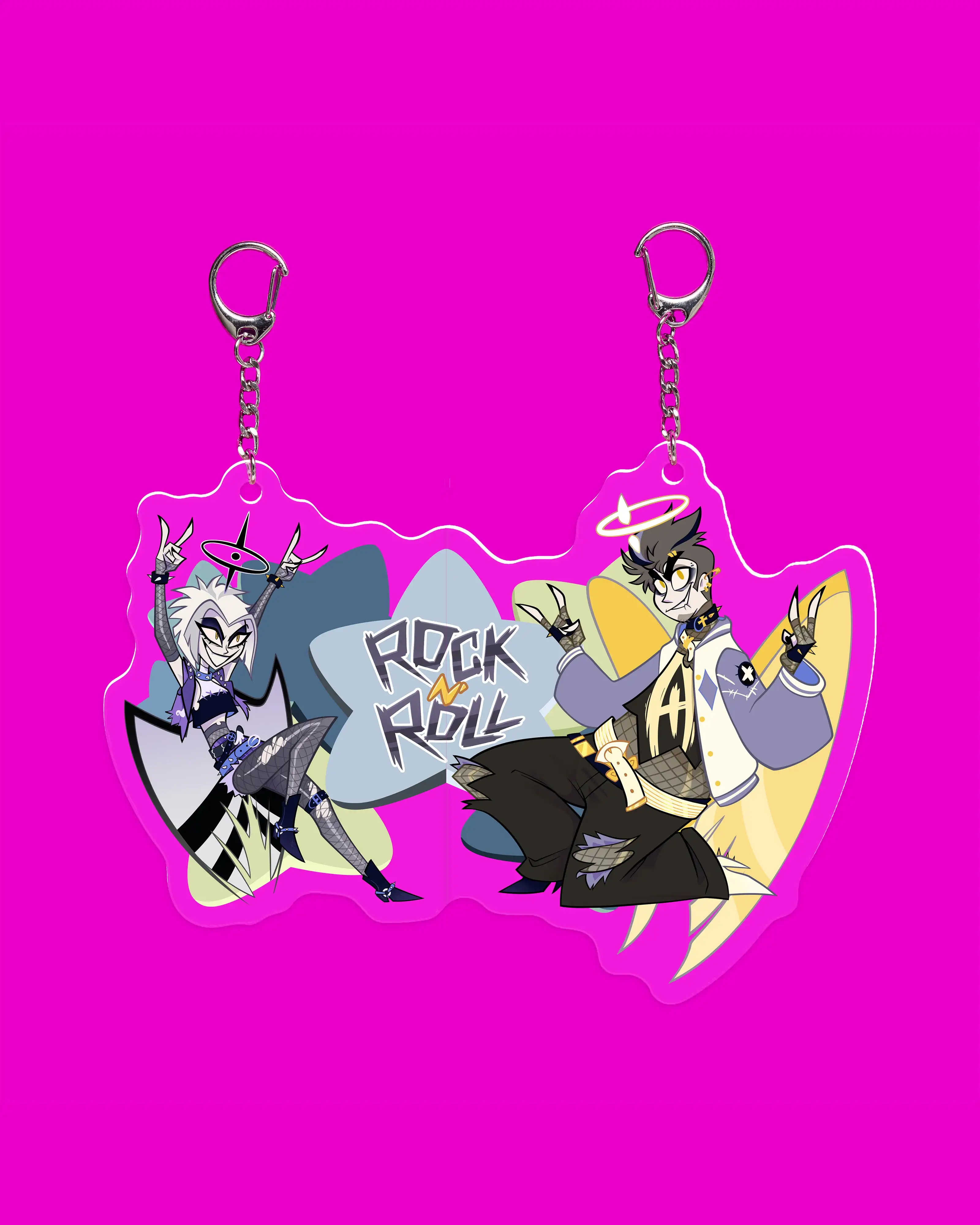 Hazbin Hotel Adam Lute Alastor Rosie Angel Dust Cherri Valentino Velvette BFF Acryl Anime Best Friends Forever Schlüsselanhänger – Detail 1