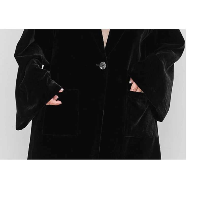 Terno feminino luxuoso de veludo de seda, top casual com um botão, design original, roupa feminina elegante, tendência urbana confortável