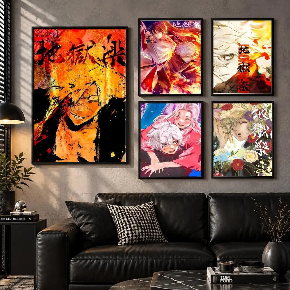 Stylized Colorful Dramatic Character Hell's Paradise: Jigokuraku Poster Aesthetic Unframed Wall Prints for Bedroom & Living Room