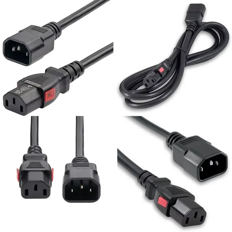 10A 250V IEC C14 to C13 Locking AC Plug Power Extension Cord for Computer UPS Servers & Consumer Electronics (Copper/PVC)