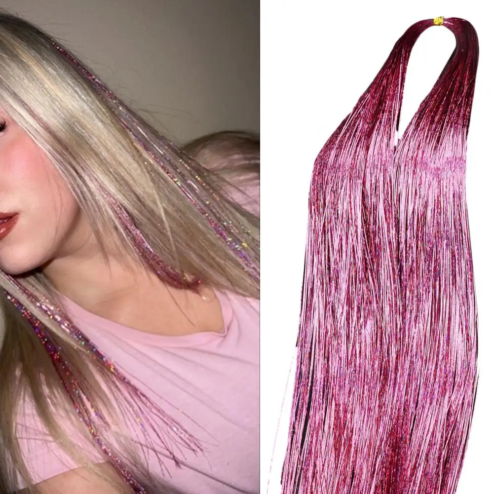 Extensión de cabello de color de cola de caballo para mujer, peluca sintética larga y recta, resaltado metálico, 1 par, 93cm