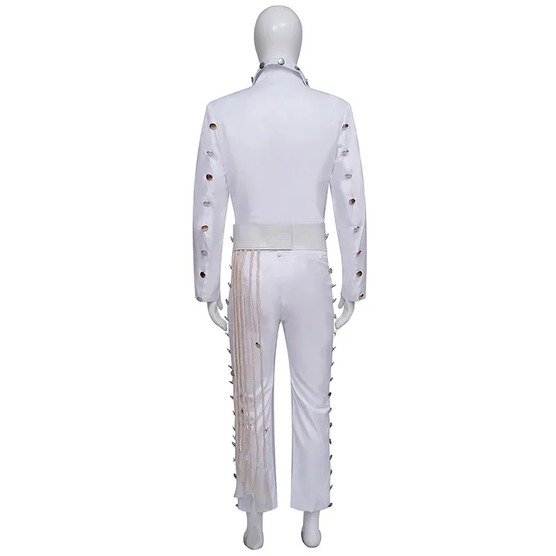 

qa156Movie Presley Cosplay Adult Mens White Shirt Pants Suits Halloween Carnival Costume