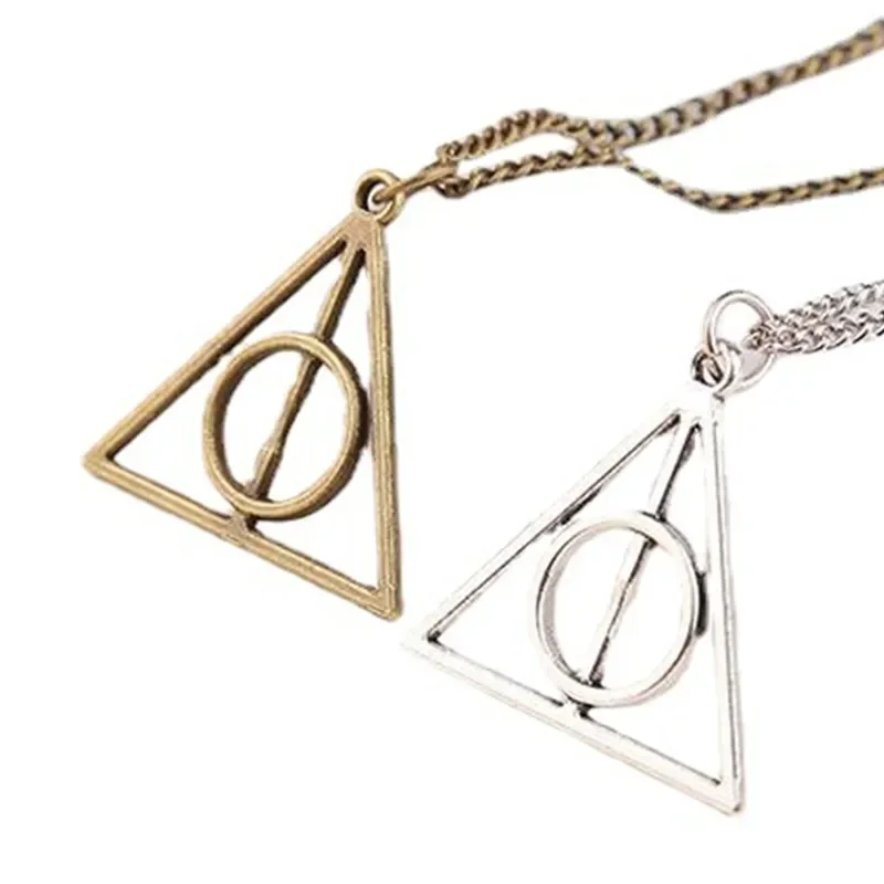 Harries Series Necklace Vintage Stylish Minimalist Potter Deathly Hallow Triangle Pendant Movie Fashion Jewelry No Rotation Gift