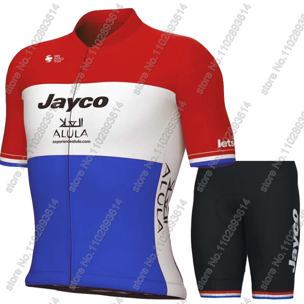 Nederland Jayco Alula Wielertrui 2024 Team Set Zomer Tdf Kleding Racefiets Shirts Pak Fiets Fietsbroek Mtb Maillot