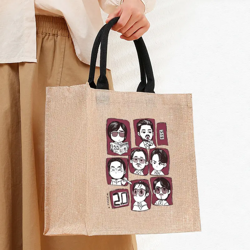 

Arirang World Tour 2026 Linen Tote Bag Durable and Stylish Khaki Fabric Closure for Shopping Travel Outdoor Bags Kpop Fan Gift