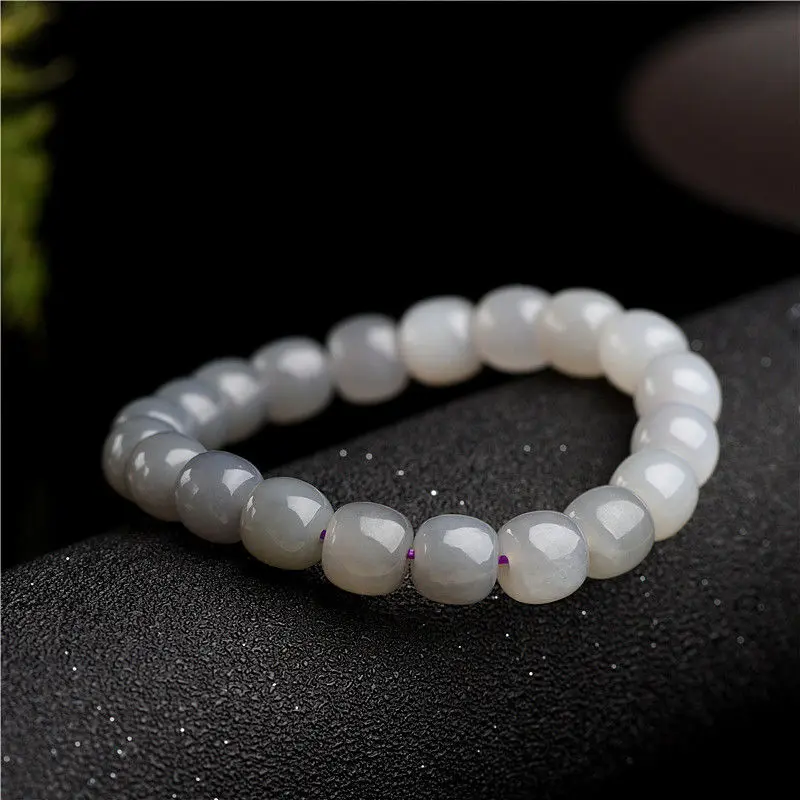 Natural Hotan Jade Soot Gradient Old Bead Single Circle Men's and Women's Simple Bracelet