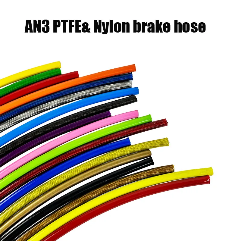 AN3 Motorcycle Car Hydraulic Brake Hose  Automotive Racing Nylon PTFE Steel Wire Weaving Clutch Universal Disc Brake Oil Pipe1/8
