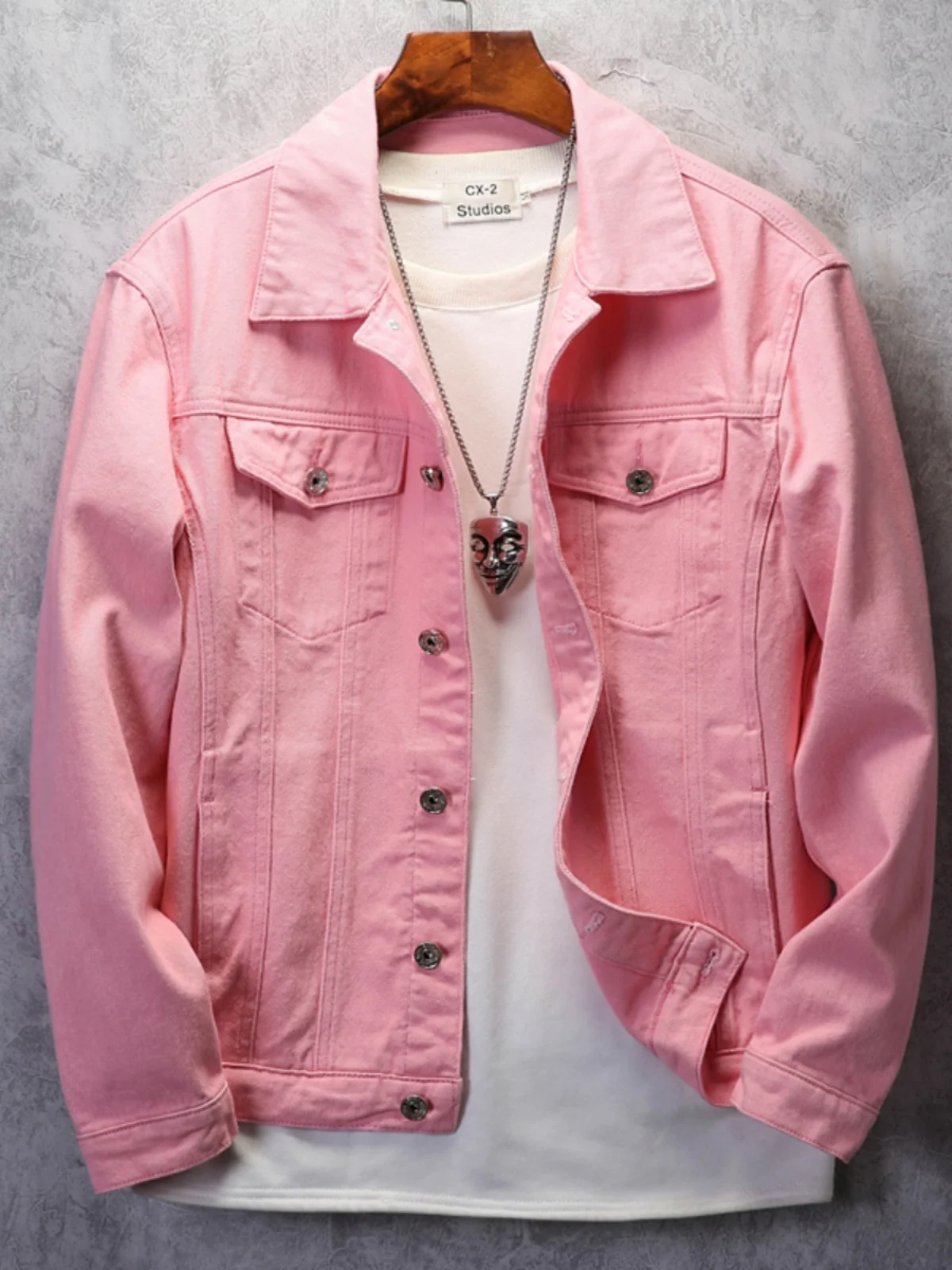 

Spring Autumn Slim Fit Long Sve Men's Denim Jaet Trendy Korean Workwear Sle Cotton Youth Faion Outerwear Coat