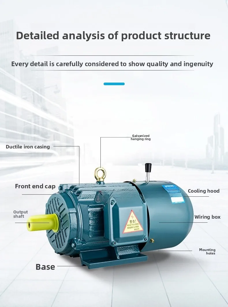 Motor de freio eletromagnético 4kw5.5kw2 motor redutor de pólo 7.5kw11-15kw