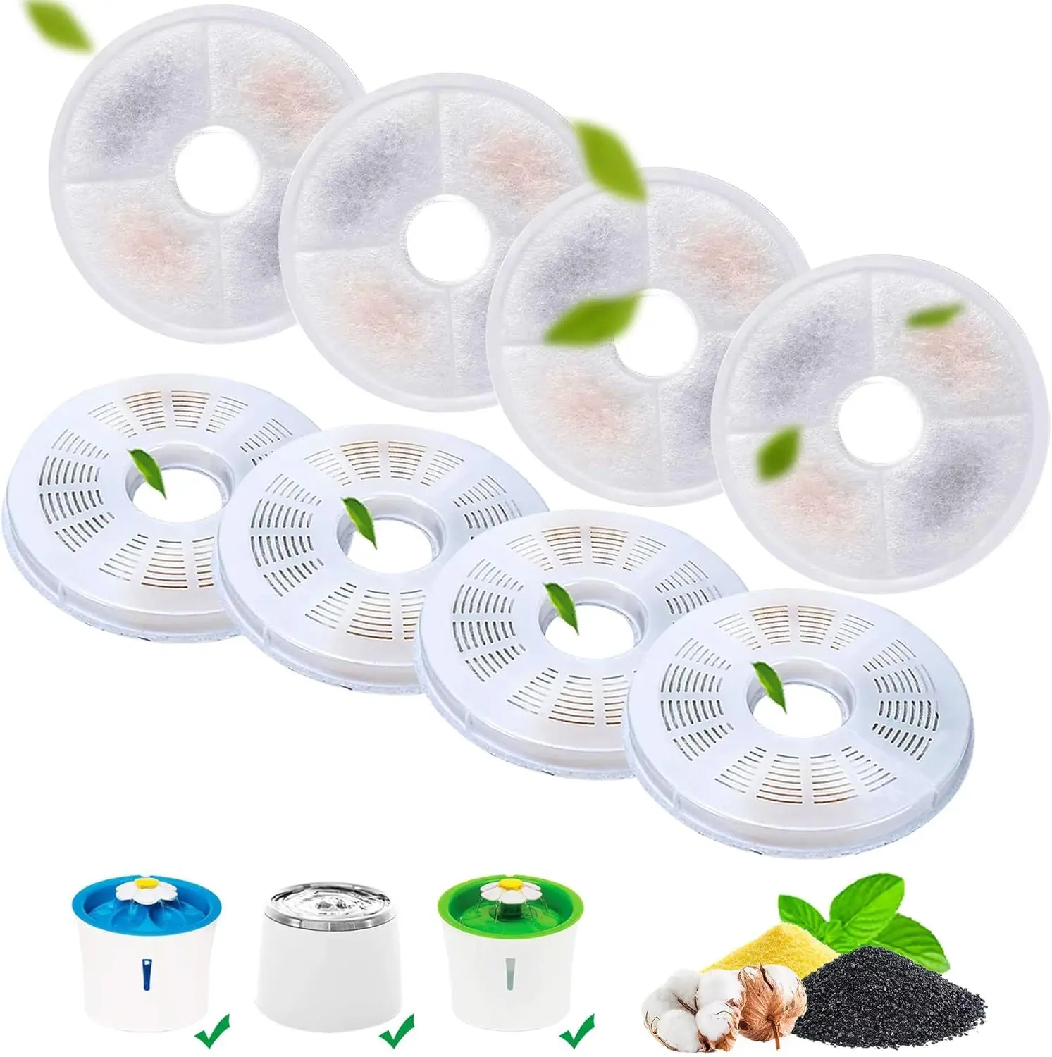 Pet Cat Dog Water Fountain Dispenser Filter Active Carbon Replacement Filter Element Suitable For Round Automatic Water Feeders