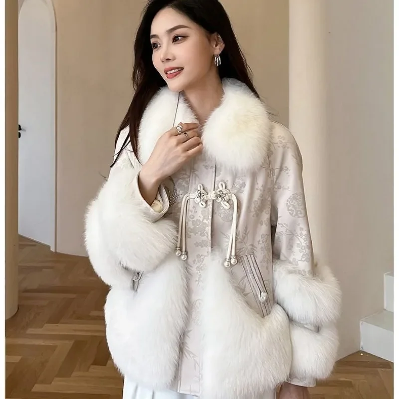 여성용 폭발적인 고급 플러스 플리스 모피 코트, 두꺼운 외투, 슬리밍 퍼, 원 하이 퀄리티 가죽 재킷, 2025 신상