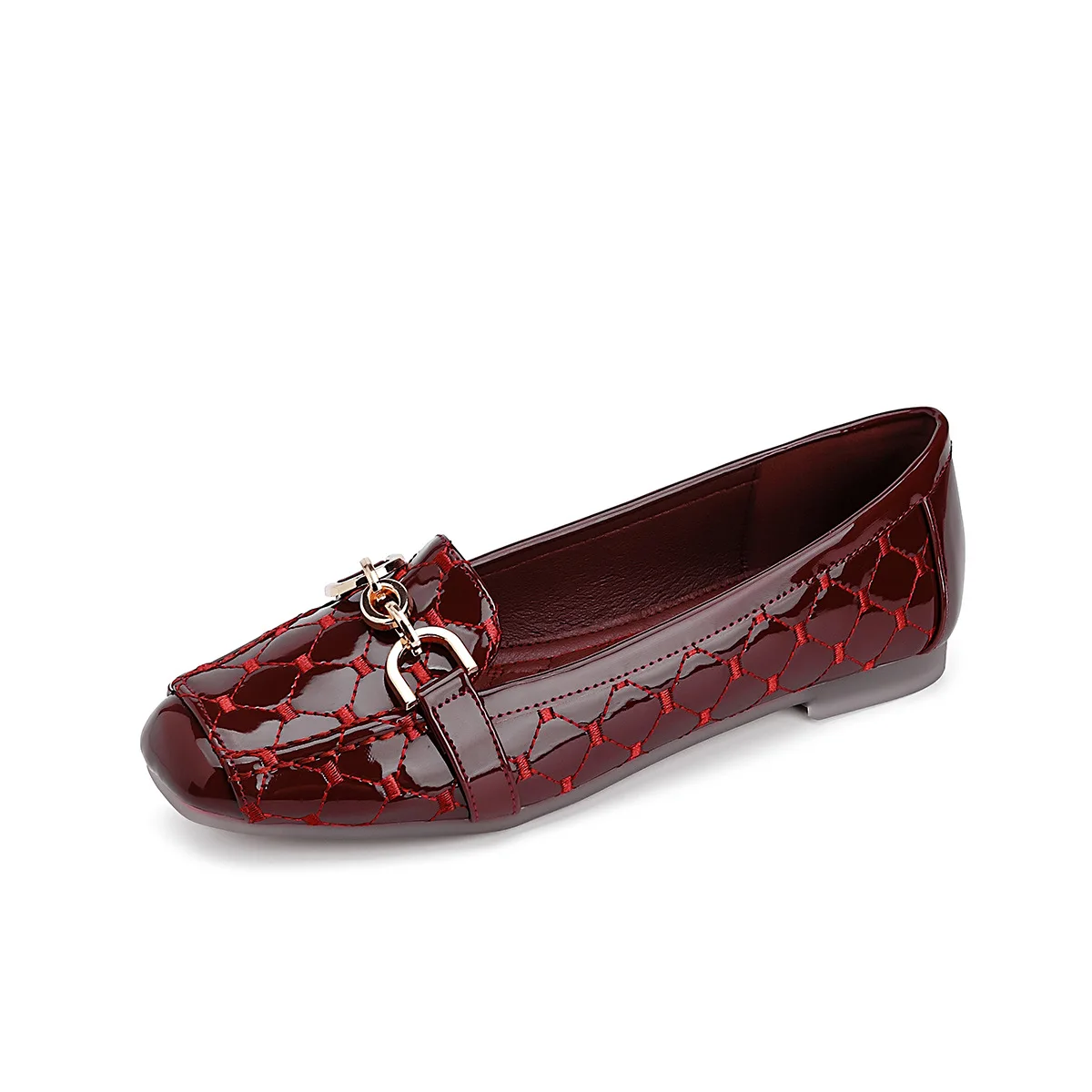 

New 2025 Spring and Autumn Season Simple, Fashionable, Versatile, Bright Surface Buckle Comfortable Flat Bottom Single Shoe 1036