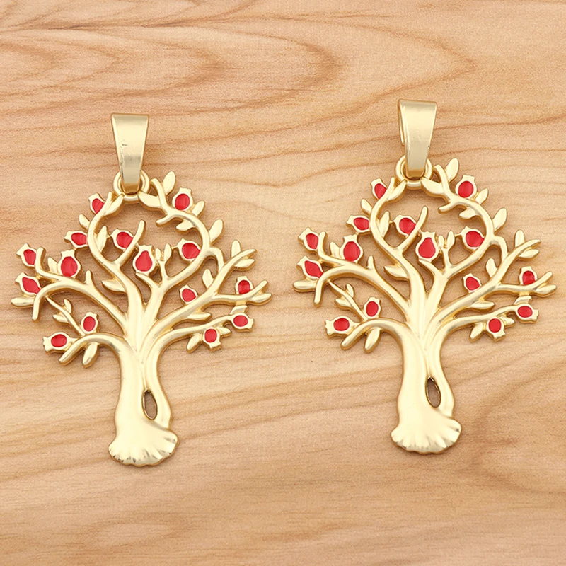 

2 Pieces Matte Gold Color Large Tree Life Charms Pendants for DIY Necklace Jewellery Making Findings Accessories 71x50mm