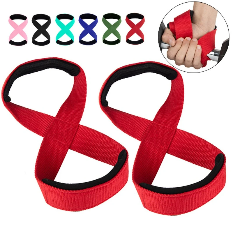 1pair Padded Figure 8 Straps Deadlift Weight Lifting Wrist Straps Powerlifters Workout Pull-ups Horizontal Bar Gym Fitness
