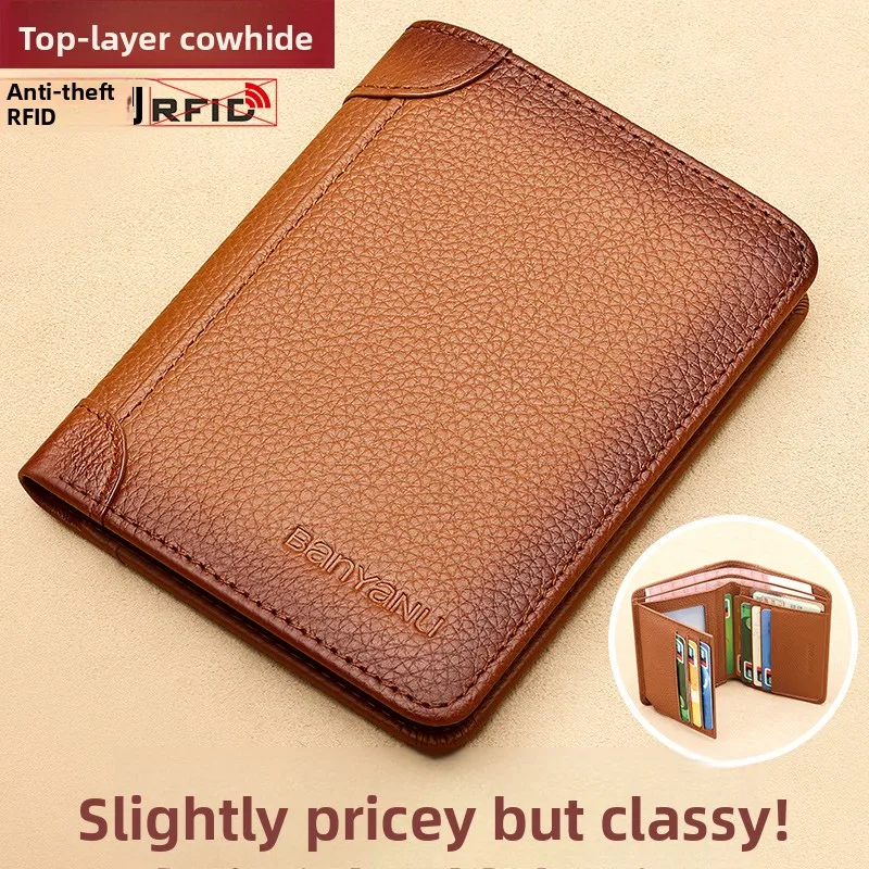 leather-wallet-men's-short-genuine-leather-driver's-license-card-bag-integrated-multi-function-soft-wallet-new