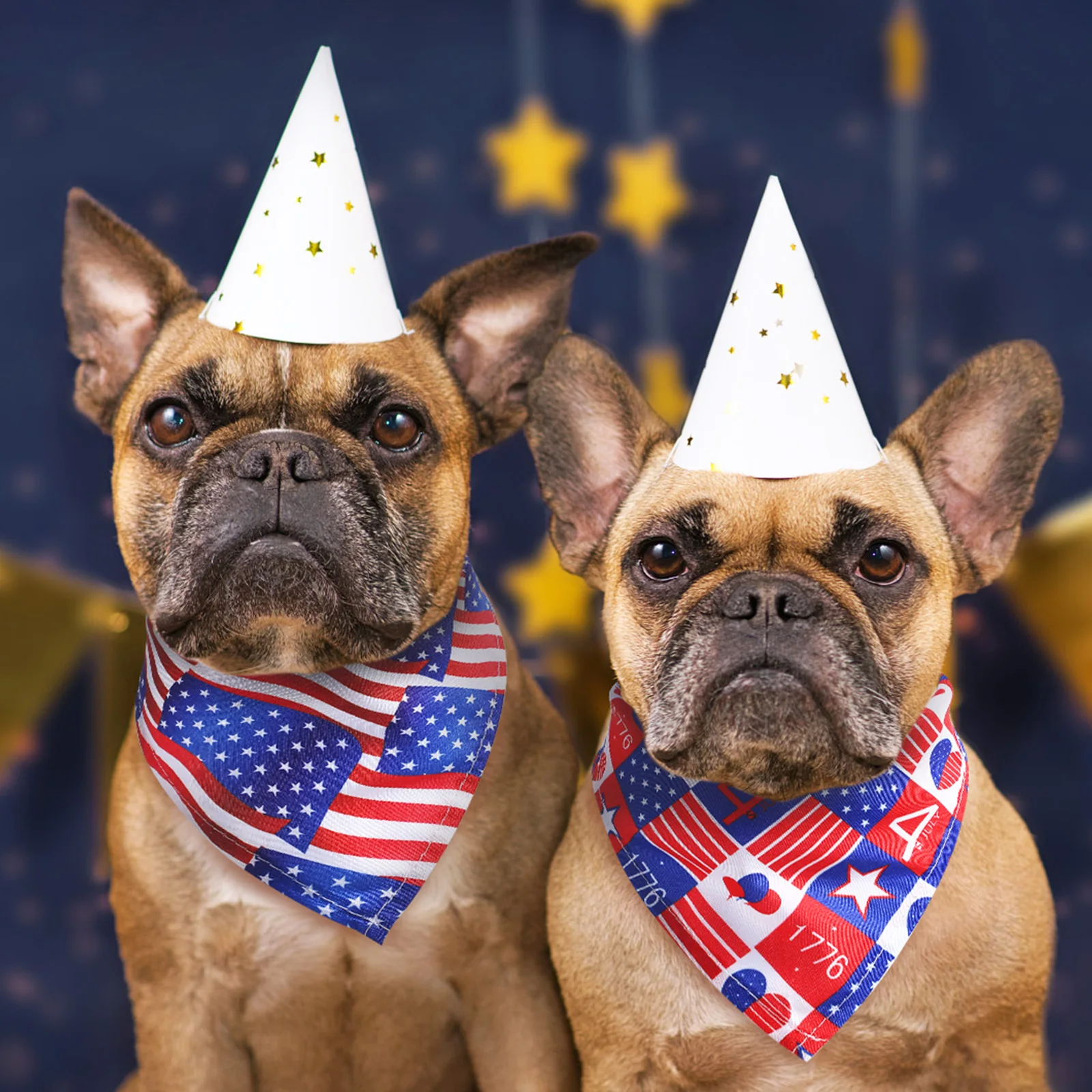 

2Pcs Pet Saliva Towels Flag Dog Bandanas Soft Triangle Scarf Small Dog Cat Bandana Cute Pet Bandanas for Party Dress Up