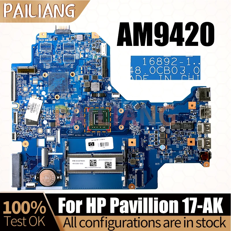 For HP Pavillion 17-AK Notebook Mainboard 16892-1 926190-601 AM9420 Laptop Motherboard Full Tested