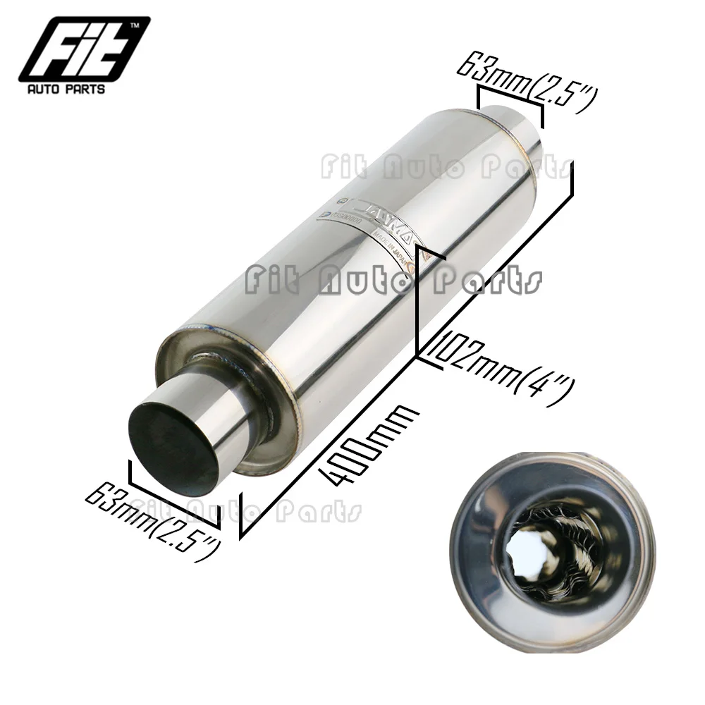 

Stainless Steel 2'' 2.5'' Muffler Silencer Pipe Chrome Silver Spiral Exhaust Resonator For Auto Car