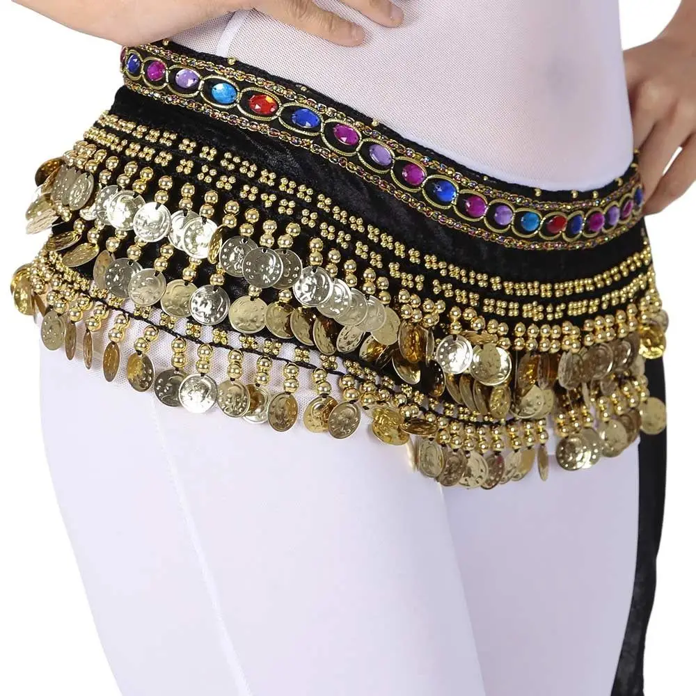 Thailand/India/Arab Dancer Skirt Women Sexy Belly Dance Hip Scarf Wrap Belt Dancer Skirt Female Show Costumes Sequins Tassels
