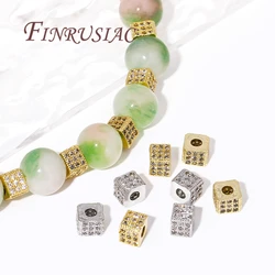 18K Gold Plated Brass with Zircon Square Spacer Beads For Bracelets DIY Jewelry Making Supplies,Separators For Beads