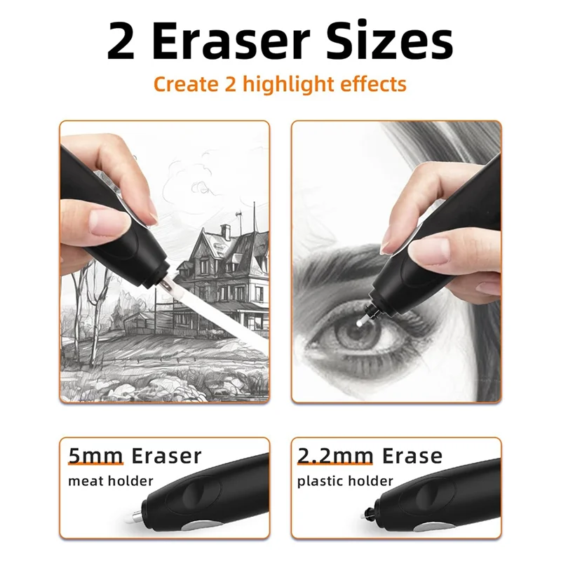 DN-Электрический ластик для художников, перезаряжаемый набор электрических ластиков для карандашей для эскизов, поделок для рисования карандашей, поделок, Arts Black