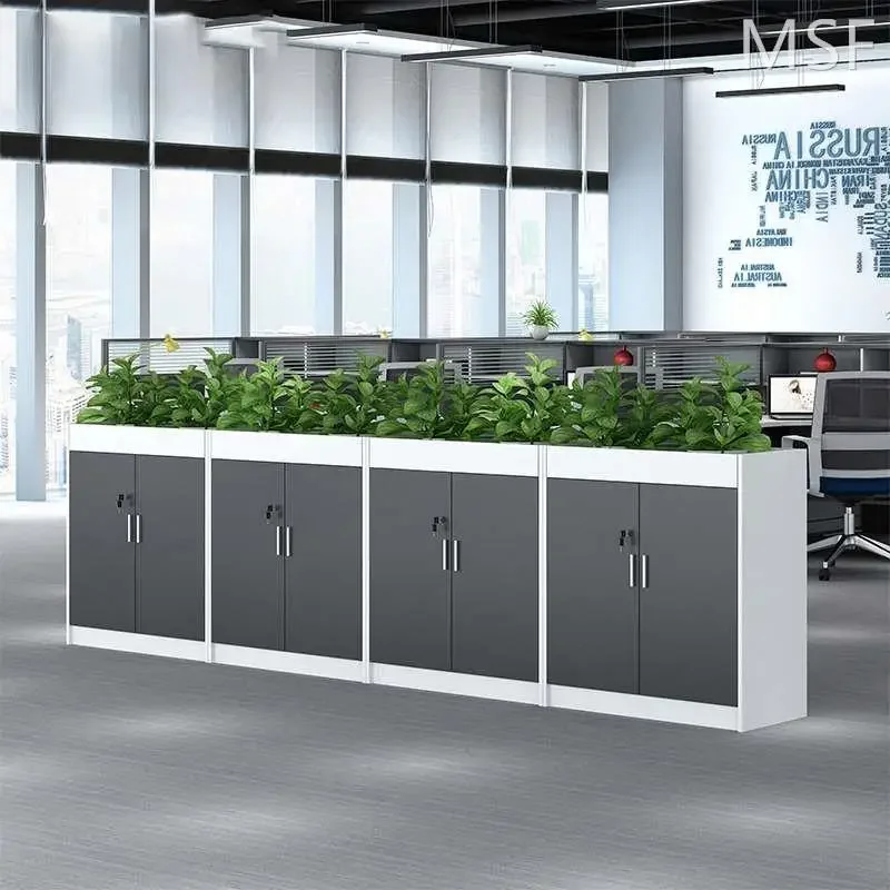 2026 Custom Office Furniture Partition Green Plant Cabinet Flower Storage Rack Partition Wall Room Divider