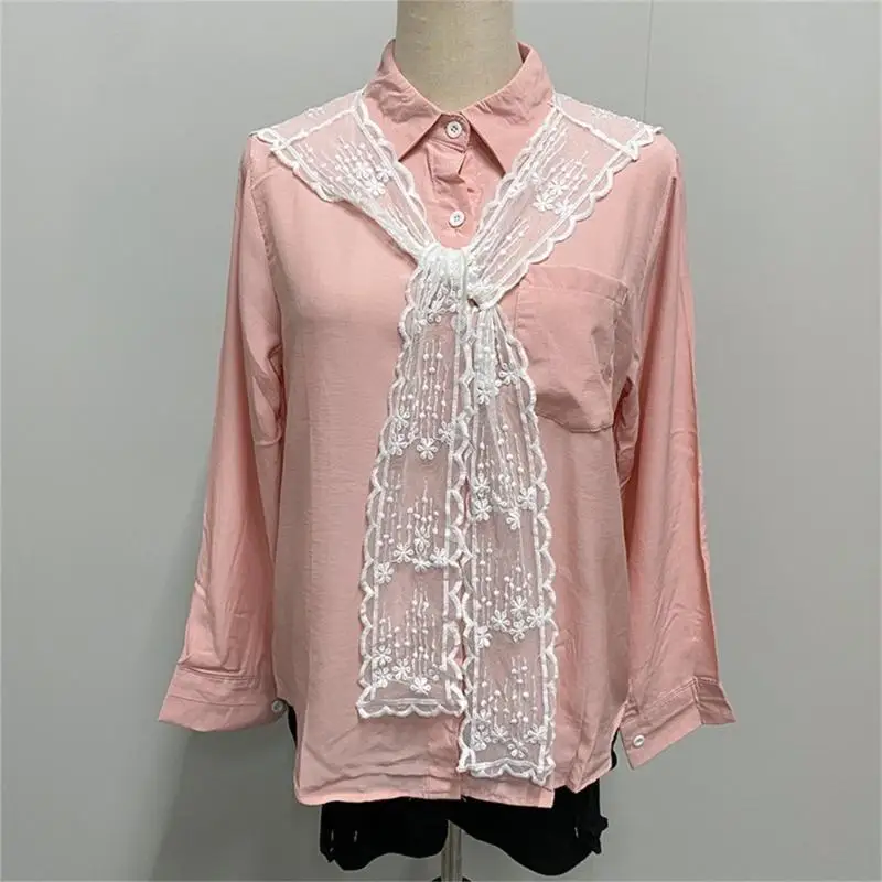 

652F Flower Lace Neck Guard Scarves Woman's Sweet Shawl Wrap Decorative Shoulder Covering Faux Collar Capes Knotted Scarf