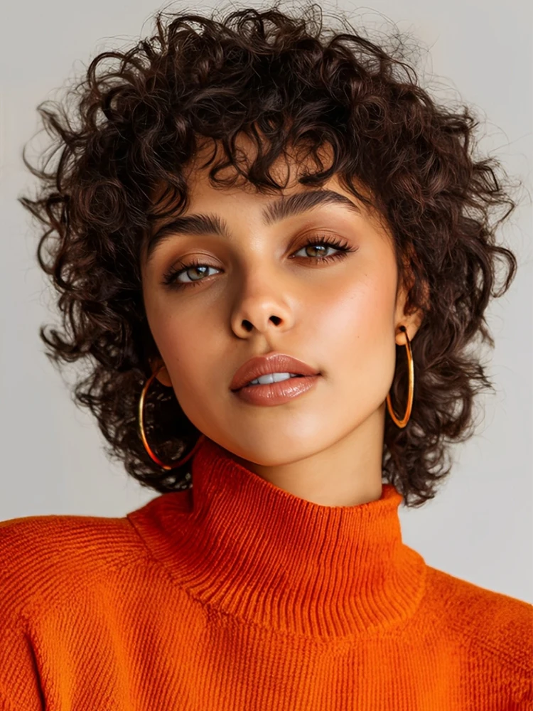 

Lekker Brown Короткие Пикси Афро Вьющийся Боб 100% Парики Человеческих Волос Для Женщин Бразильские Волосы Реми Полный Машинный Парик Бесклеевые Ежедневные Парики