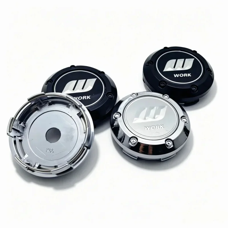 4pcs JDM W Work Emblem Car Wheel Center Caps Hub Cap 66MM Clips 62MM Rim Dust Cover Wheels Hubcaps Replacement Car Accessories