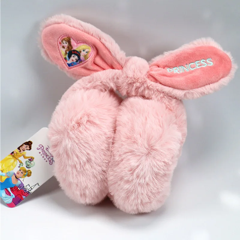 Disney Children Earmuff Headband Cartoon Disney Princess Girl Winter Warm Plush Foldable Ear Warmer Antifreeze Ear Protection