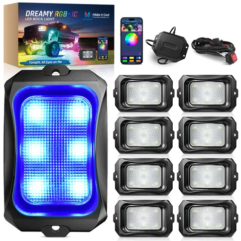Светодиодные RGB+IC-подсветки MICTUNING C2 Max для днища автомобиля - комплект из 8 модулей, динамические режимы освещения, управление через приложение
