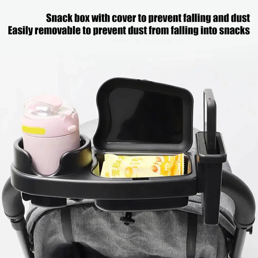 Detachable Phone Rack 3 in 1 Stroller Snack Tray Adjustable Design Flexible Arm Grip Baby Stroller Cup Holder