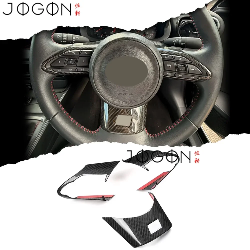 3 pièces pour Toyota Corolla GR 2023-2025 : bande de boutons de volant en fibre de carbone et accessoires de garniture de panneau inférieur.