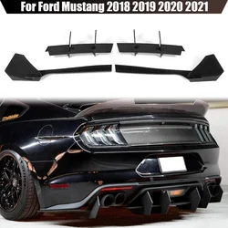 4 Fins Car Rear Bumper Diffuser Rear Side Splitters Spoiler Lip For Ford For Mustang 2018 2019 2020 2021 Car Accessories