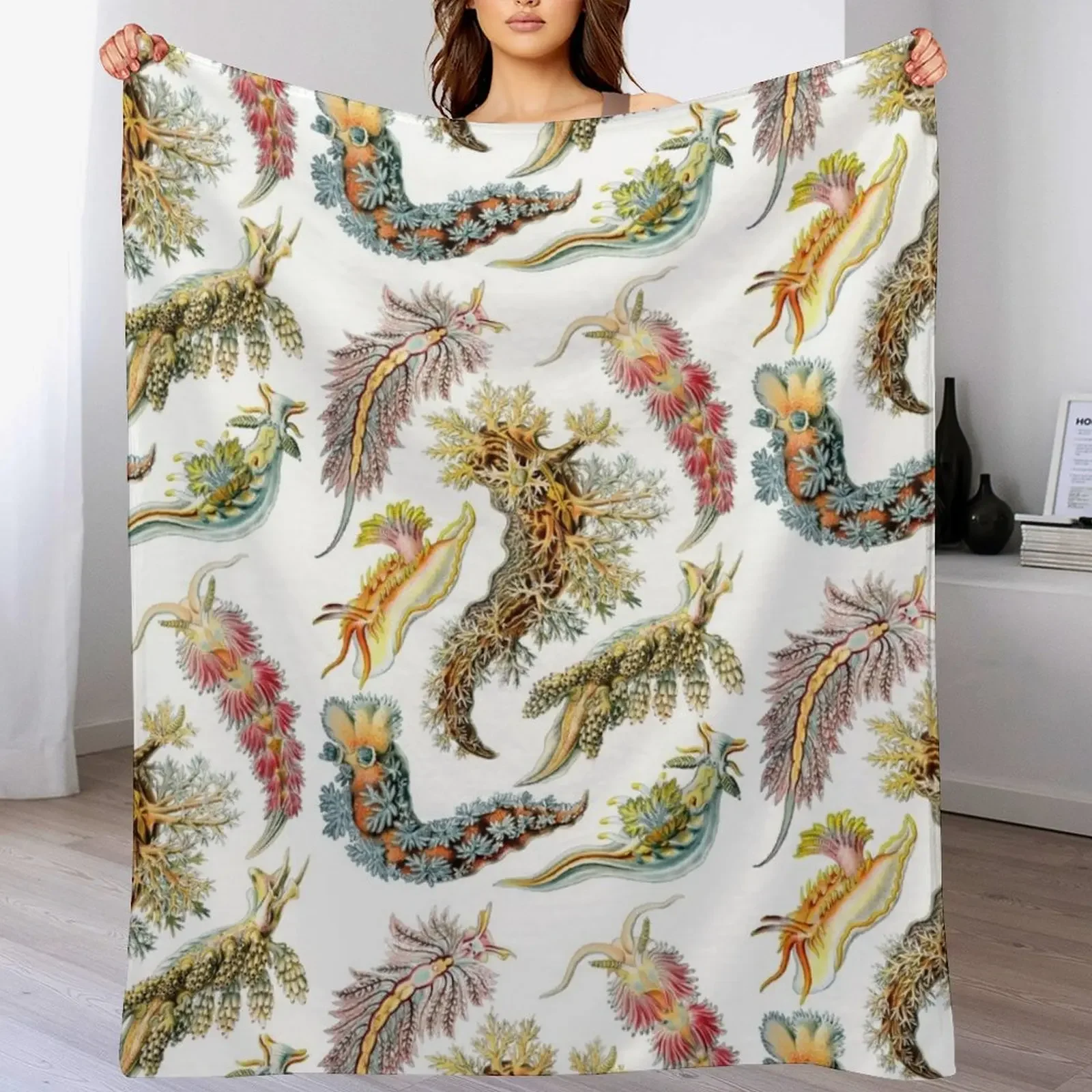 

New Ernst Haeckel - Nudibranchia (Snails) Throw Blanket Decoratives Bed Blankets