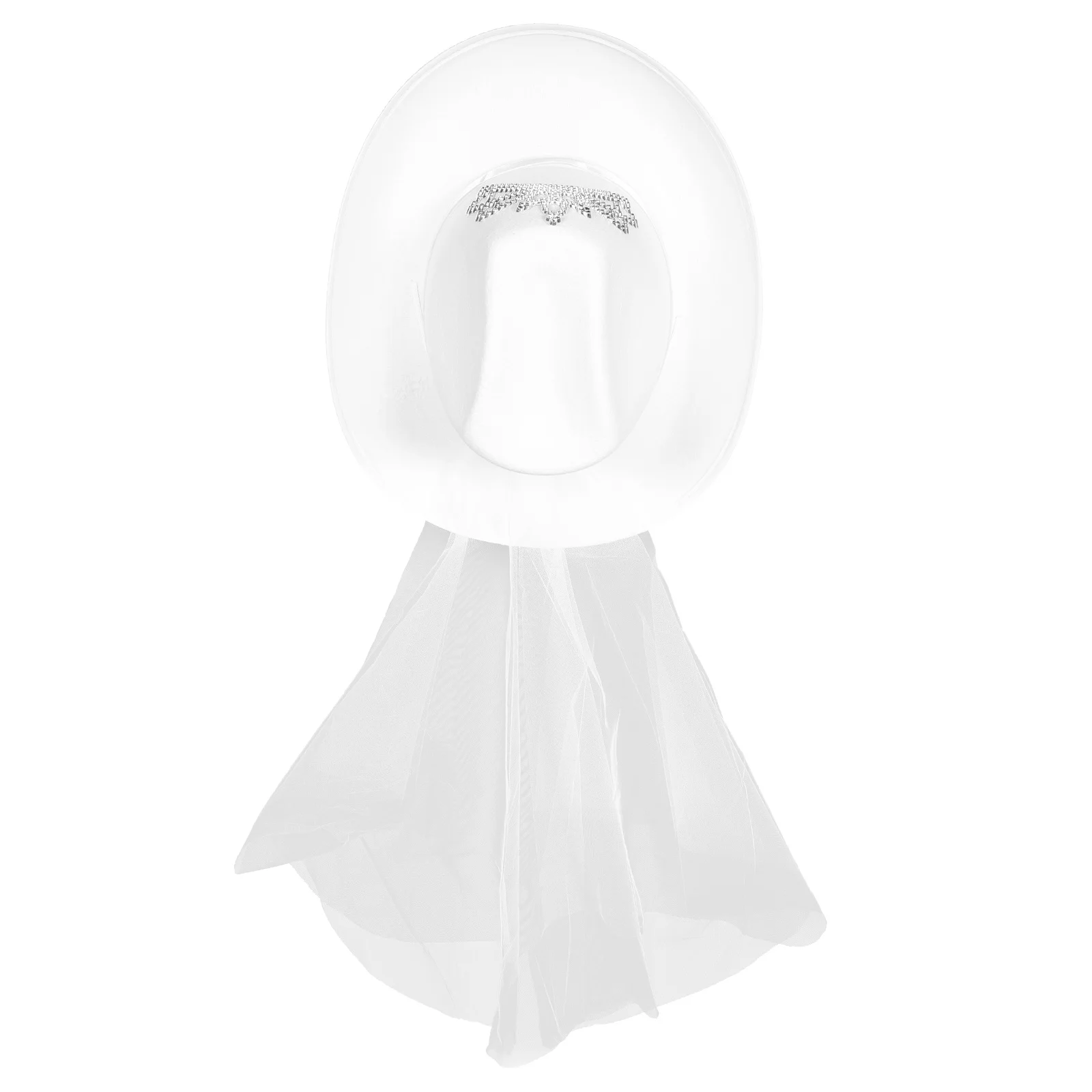 قبعة رعاة البقر البيضاء على شكل تاج حجاب ديكور العروس قبعة راعية البقر لحفلات الزفاف وحفلات الزفاف وتصوير الصور