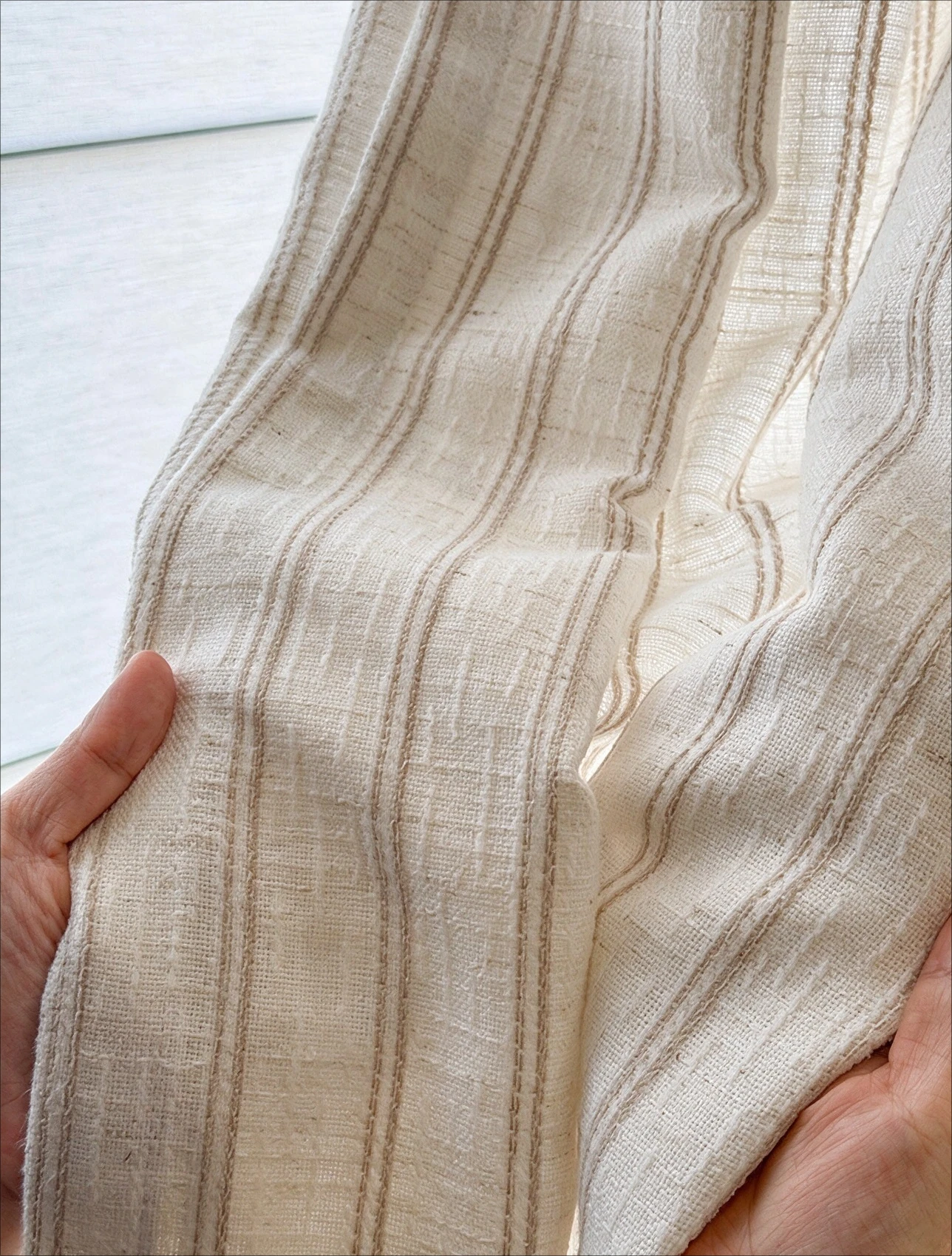 Balcony Vertical Stripes Mid-century Style Living Room Study Light-impermeable Linen Curtain Customization Curtains for Bedroom