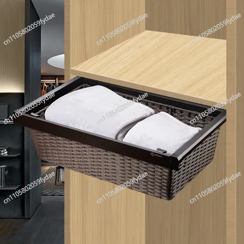 New Wardrobe Drawer Damping Slide Wardrobe Simple Splicing Storage Box Clothing Leather  Push Pull Built-in Vine Pull Basket