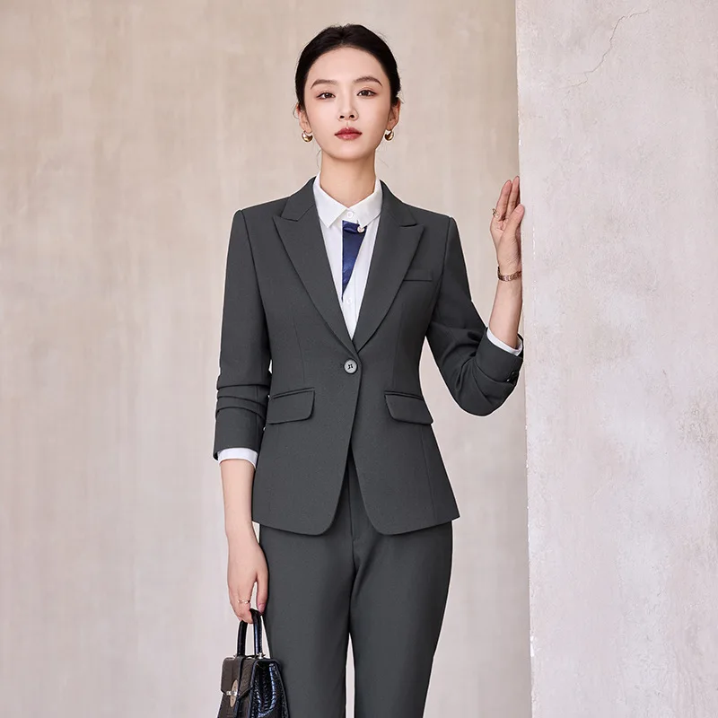 

High-End Professional Suit Set for Women, Autumn and Winter, Elegant Commuting Business Formal Wear, Hotel Front Desk Reception