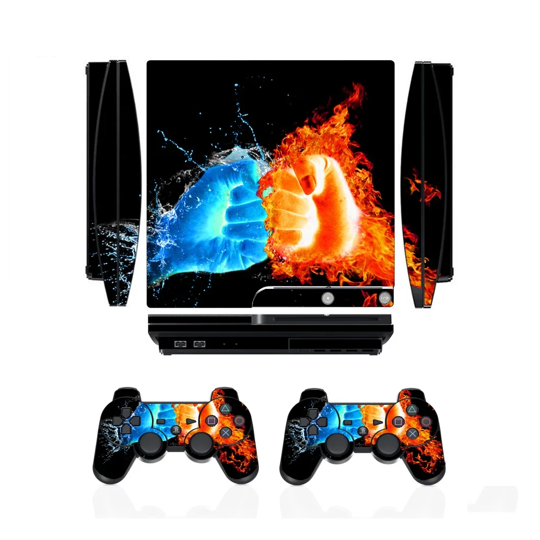 ملصق جلدي من الفينيل Fire 1552 لهاتف Sony PS3 Slim PlayStation 3 Slim و2 ملصقات جلود وحدة التحكم
