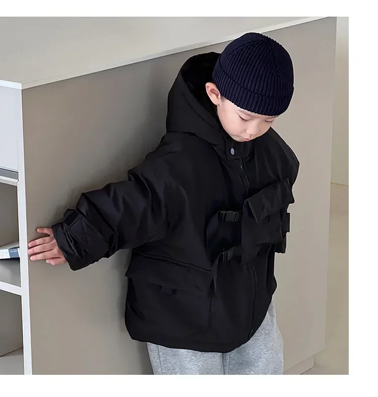 Kids Jacket 2023 New White Duck Down Winter Season Soild Childrens Clothing Korean Boys Warm Coat Warm Simple Cool Kids