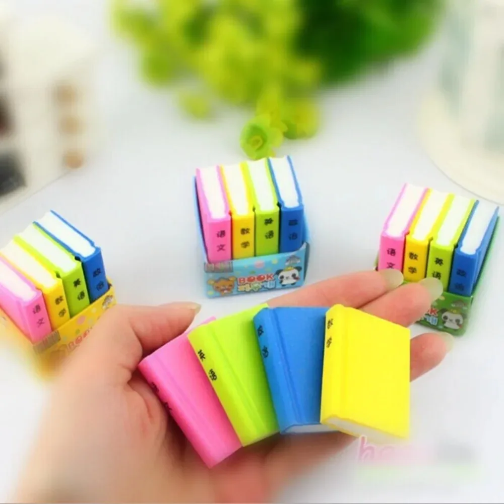 4pcs/set Korean Creative Stationery Cartoon Color Textbook Eraser Cute Primary School Students Festival Prize Gift Kawaii Eraser