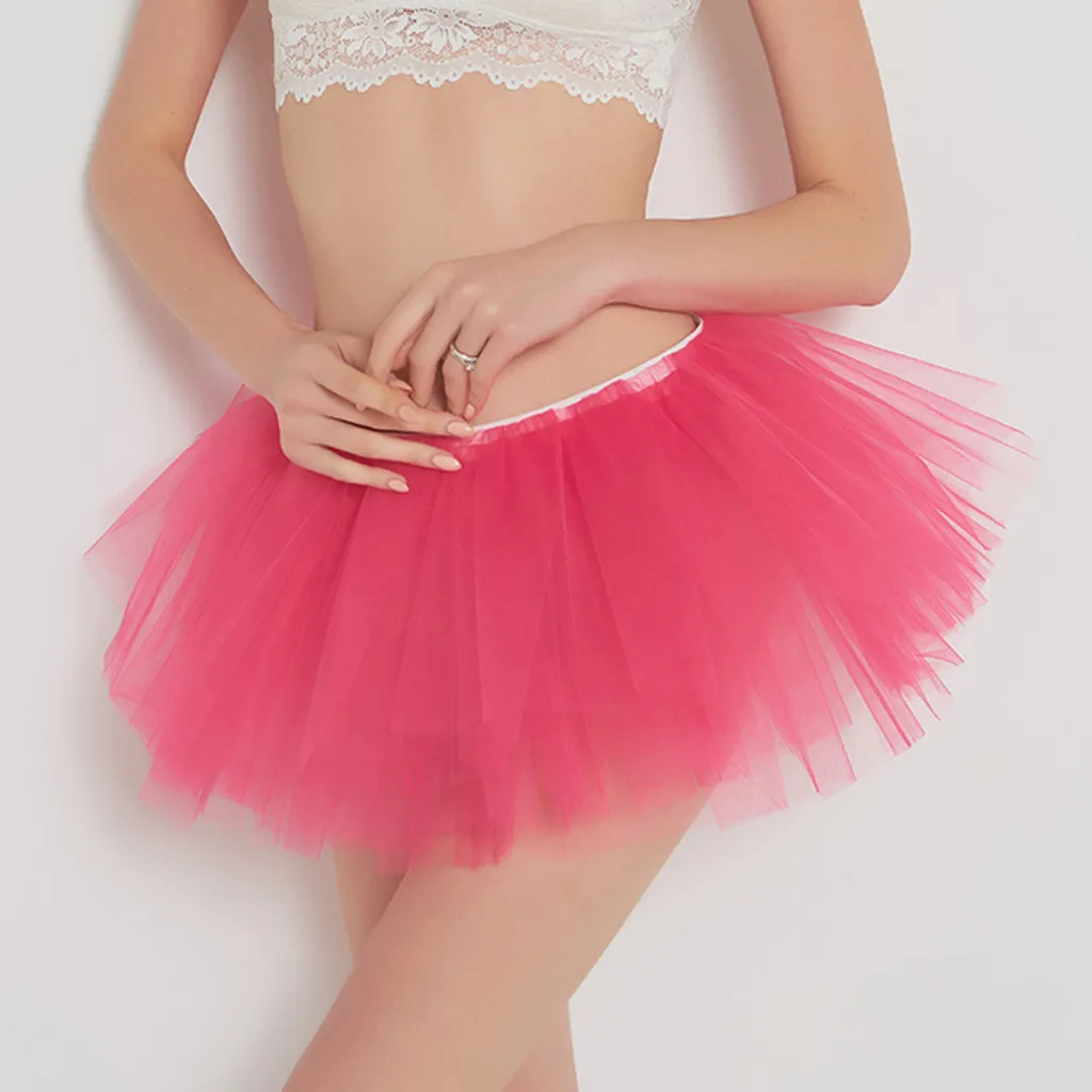 

Skirt Tutu-Skirt Women Dancewear Rainbow Muti-Colors Puffy Petticoat Ball-Gown Lolita Mini-Skirts Fairy Summer Tulle Elastic