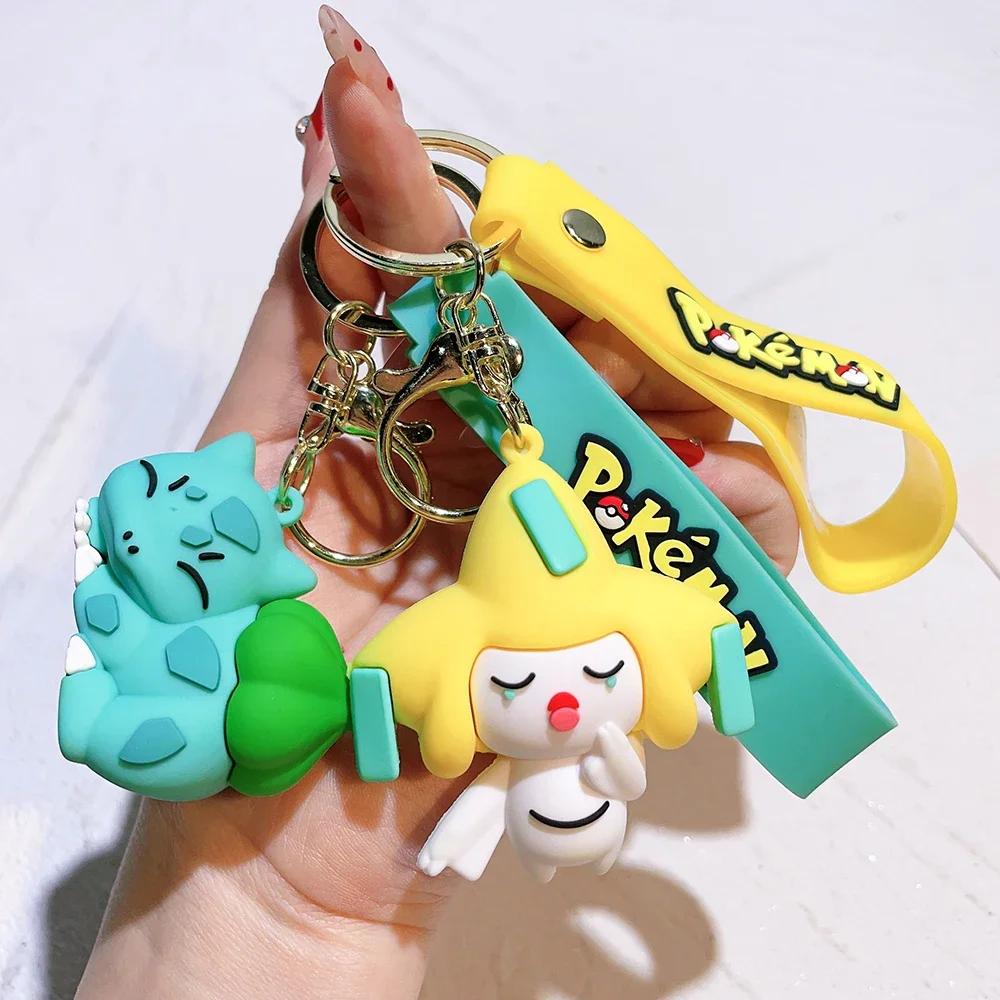 Porte-clés Pokémon Pikachu pour enfants, lot pendentif, anneau continent, sac de beurre mignon, pendentif de voiture pour anniversaire, jouets cadeaux, breloque, gourde en vrac